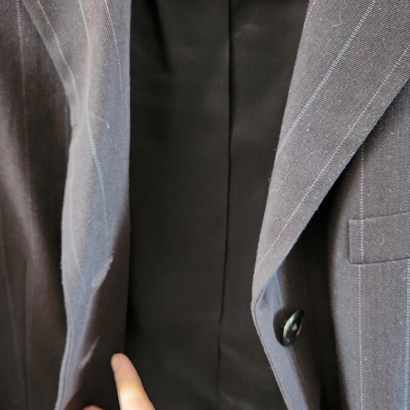 NWT Lauren Ralph Lauren Wool Pinstripe Brown Buttoned Blazer 14P $250 - Picture 14 of 16